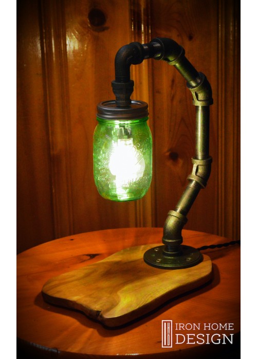 Mason Jar Black Iron Lamp