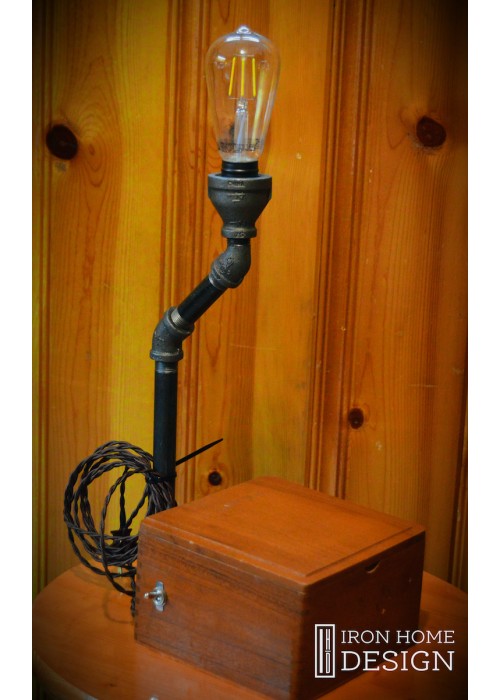 Cigar Box Iron Pipe Lamp